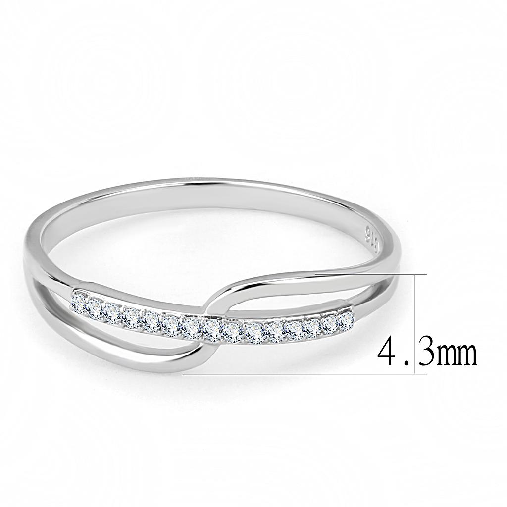 MADA045 - High polished (no plating) Stainless Steel Ring with AAA Grade CZ  in Clear