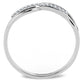 MADA045 - High polished (no plating) Stainless Steel Ring with AAA Grade CZ  in Clear