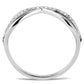 MADA046 - High polished (no plating) Stainless Steel Ring with AAA Grade CZ  in Clear