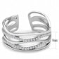 MADA047 - High polished (no plating) Stainless Steel Ring with AAA Grade CZ  in Clear