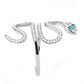 MADA051 - High polished (no plating) Stainless Steel Ring with Top Grade Crystal  in Blue Zircon