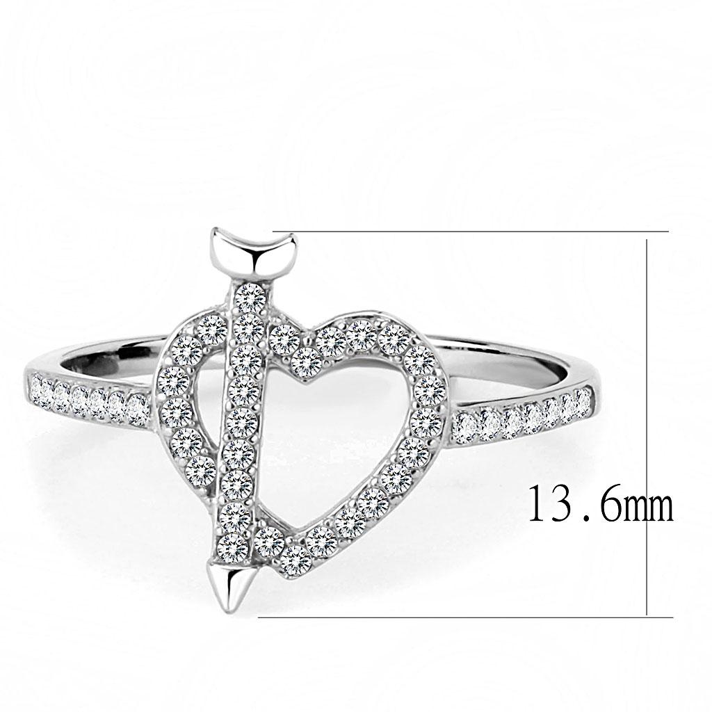 MADA052 - High polished (no plating) Stainless Steel Ring with AAA Grade CZ  in Clear