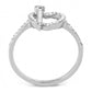 MADA052 - High polished (no plating) Stainless Steel Ring with AAA Grade CZ  in Clear