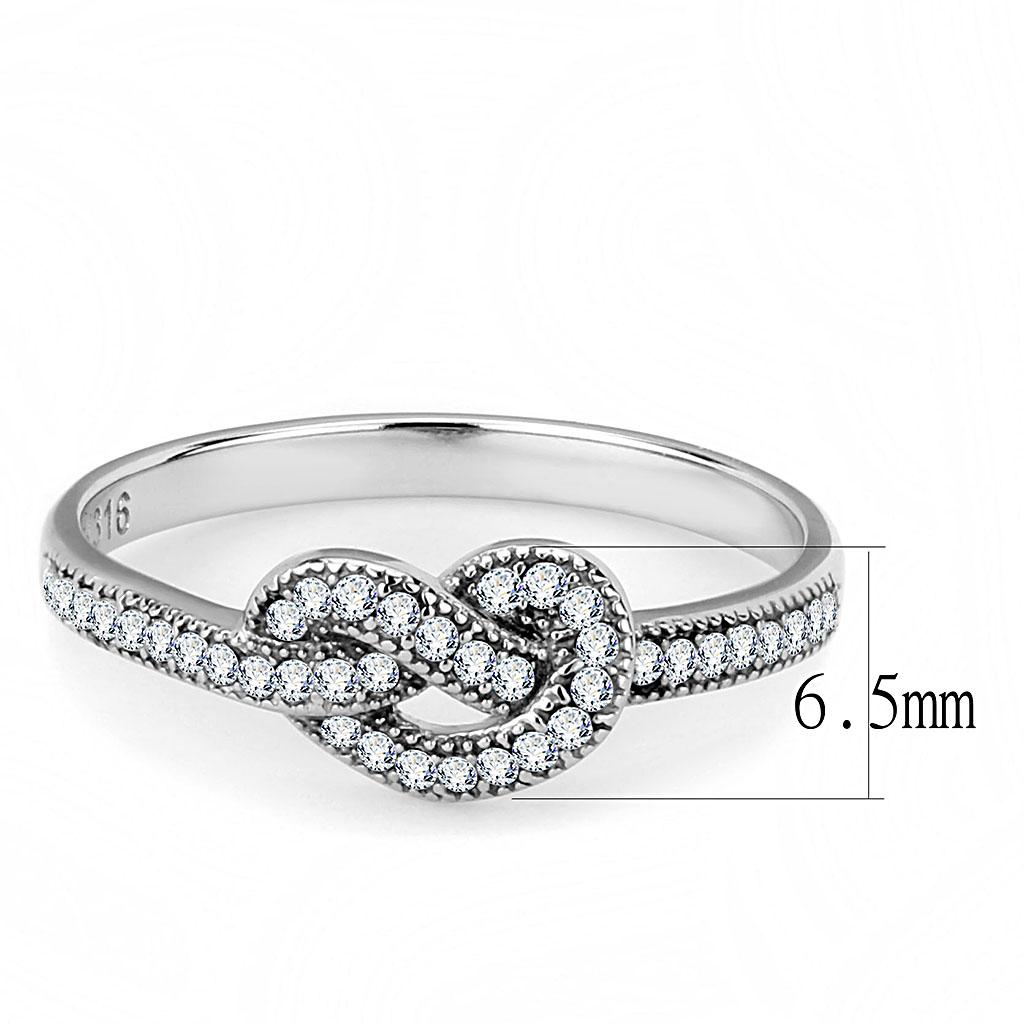 MADA053 - High polished (no plating) Stainless Steel Ring with AAA Grade CZ  in Clear