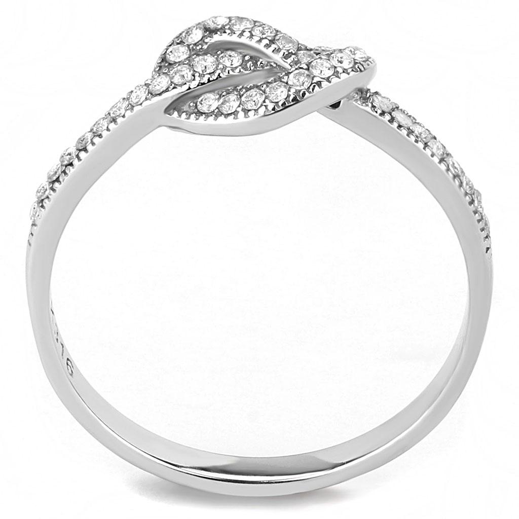 MADA053 - High polished (no plating) Stainless Steel Ring with AAA Grade CZ  in Clear