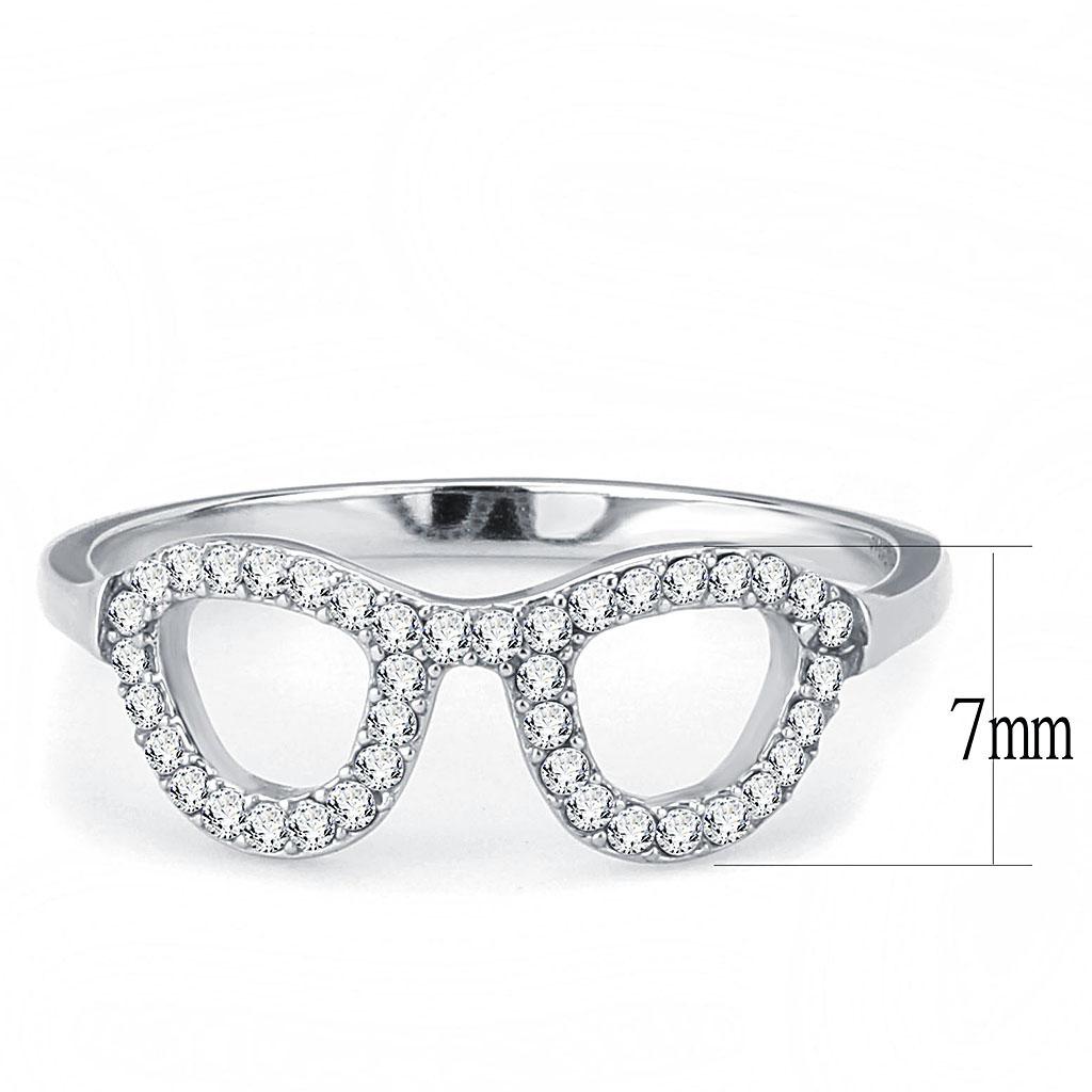 MADA055 - High polished (no plating) Stainless Steel Ring with AAA Grade CZ  in Clear