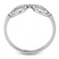 MADA055 - High polished (no plating) Stainless Steel Ring with AAA Grade CZ  in Clear