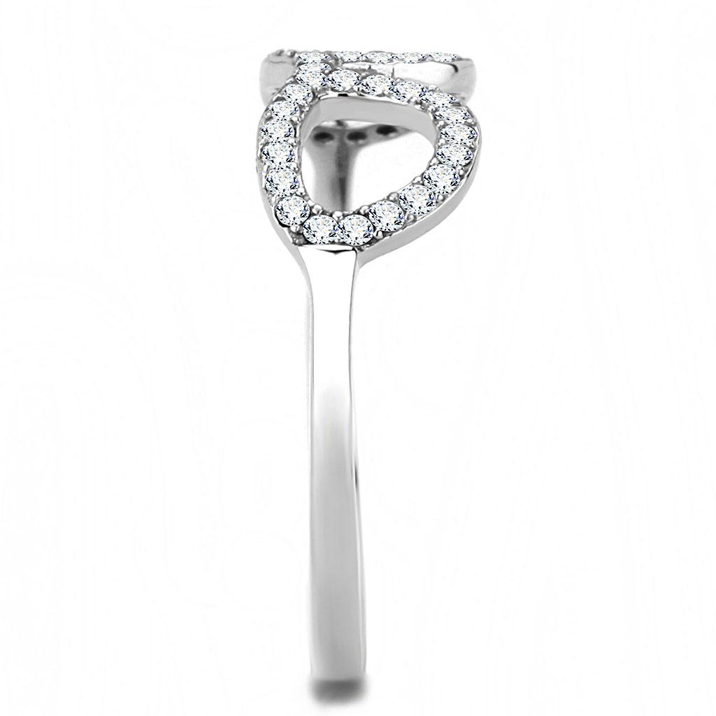 MADA055 - High polished (no plating) Stainless Steel Ring with AAA Grade CZ  in Clear