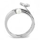 MADA059 - High polished (no plating) Stainless Steel Ring with Synthetic Pearl in White