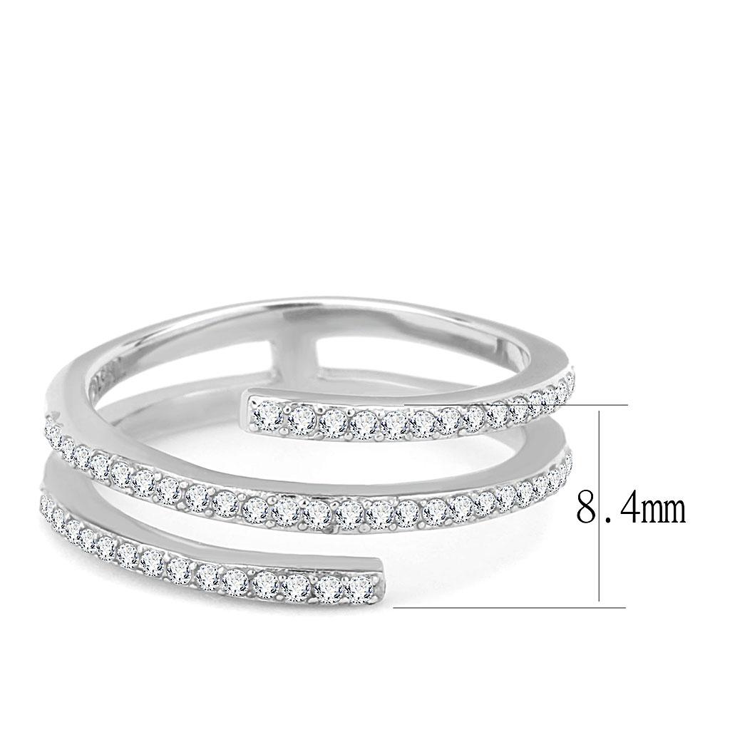 MADA060 - High polished (no plating) Stainless Steel Ring with AAA Grade CZ  in Clear