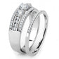 MADA062 - High polished (no plating) Stainless Steel Ring with AAA Grade CZ  in Clear
