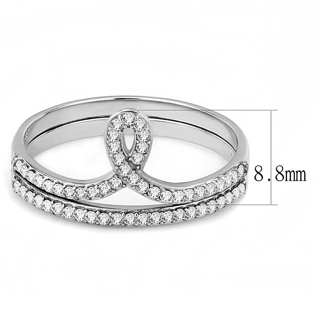 MADA063 - High polished (no plating) Stainless Steel Ring with AAA Grade CZ  in Clear