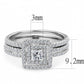MADA064 - High polished (no plating) Stainless Steel Ring with AAA Grade CZ  in Clear