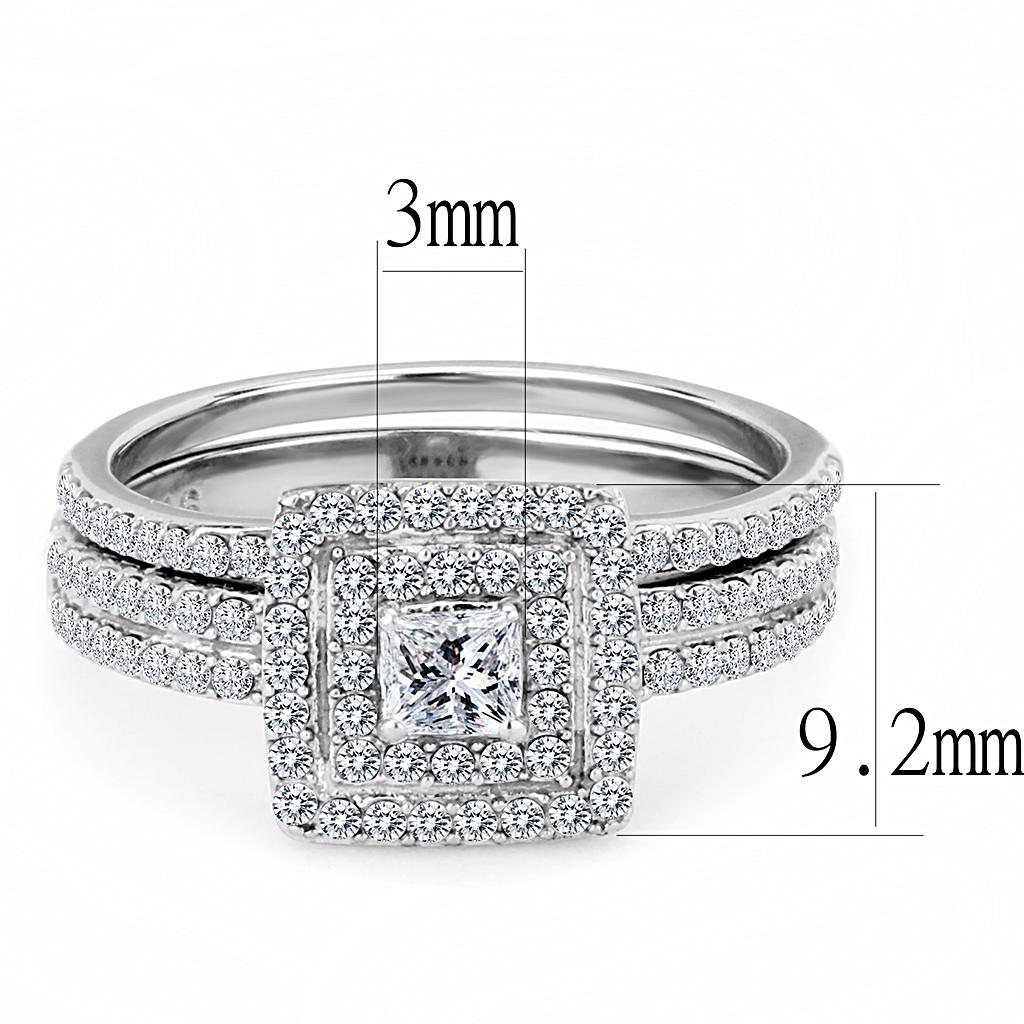 MADA064 - High polished (no plating) Stainless Steel Ring with AAA Grade CZ  in Clear