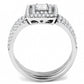 MADA064 - High polished (no plating) Stainless Steel Ring with AAA Grade CZ  in Clear