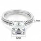 MADA065 - High polished (no plating) Stainless Steel Ring with Cubic  in Clear