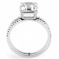 MADA065 - High polished (no plating) Stainless Steel Ring with Cubic  in Clear