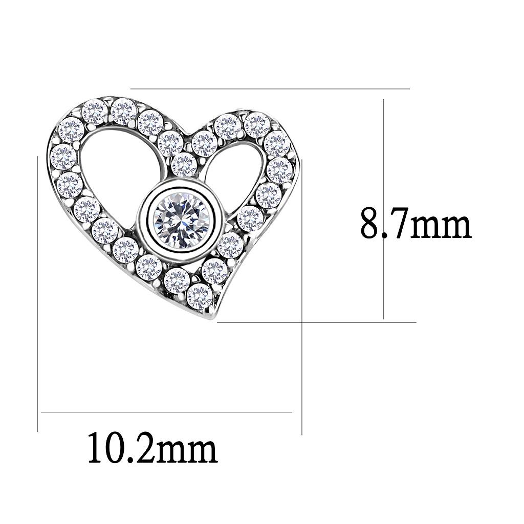 MADA075 - High polished (no plating) Stainless Steel Earrings with AAA Grade CZ  in Clear