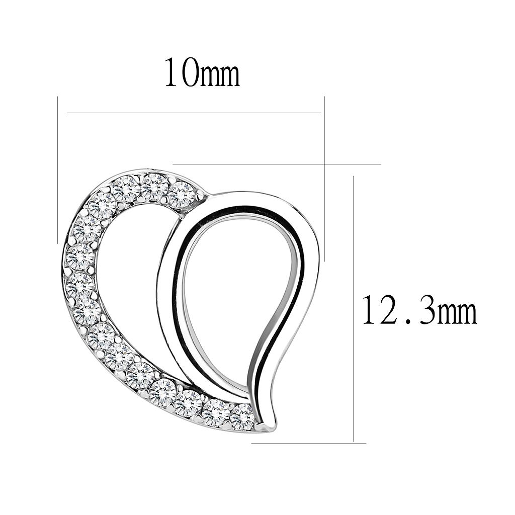 MADA076 - High polished (no plating) Stainless Steel Earrings with AAA Grade CZ  in Clear