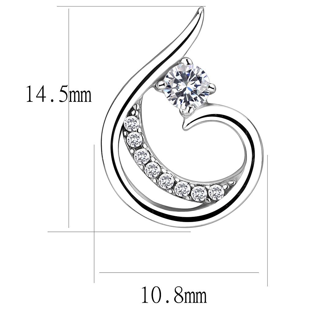 MADA077 - High polished (no plating) Stainless Steel Earrings with AAA Grade CZ  in Clear
