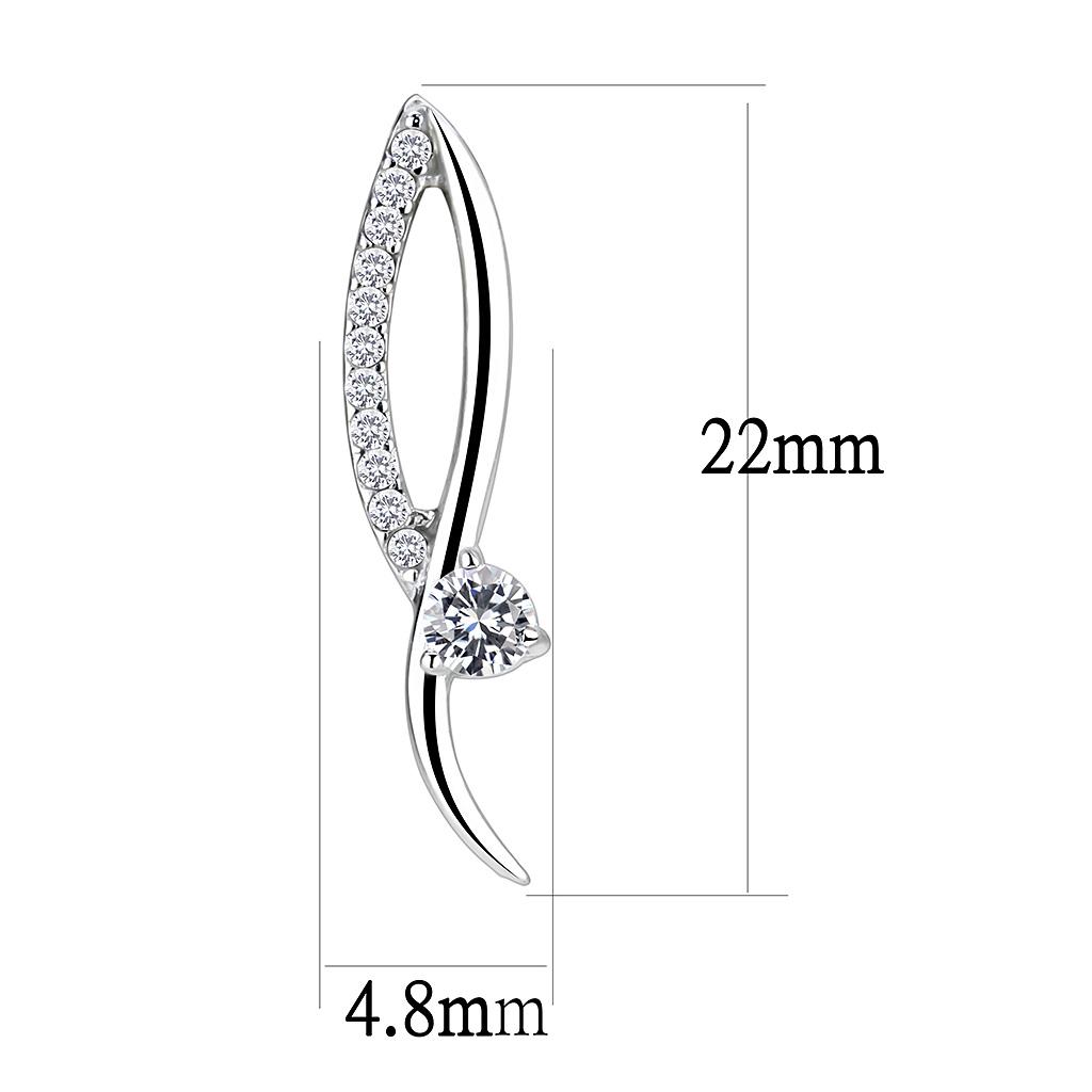 MADA080 - High polished (no plating) Stainless Steel Earrings with AAA Grade CZ  in Clear
