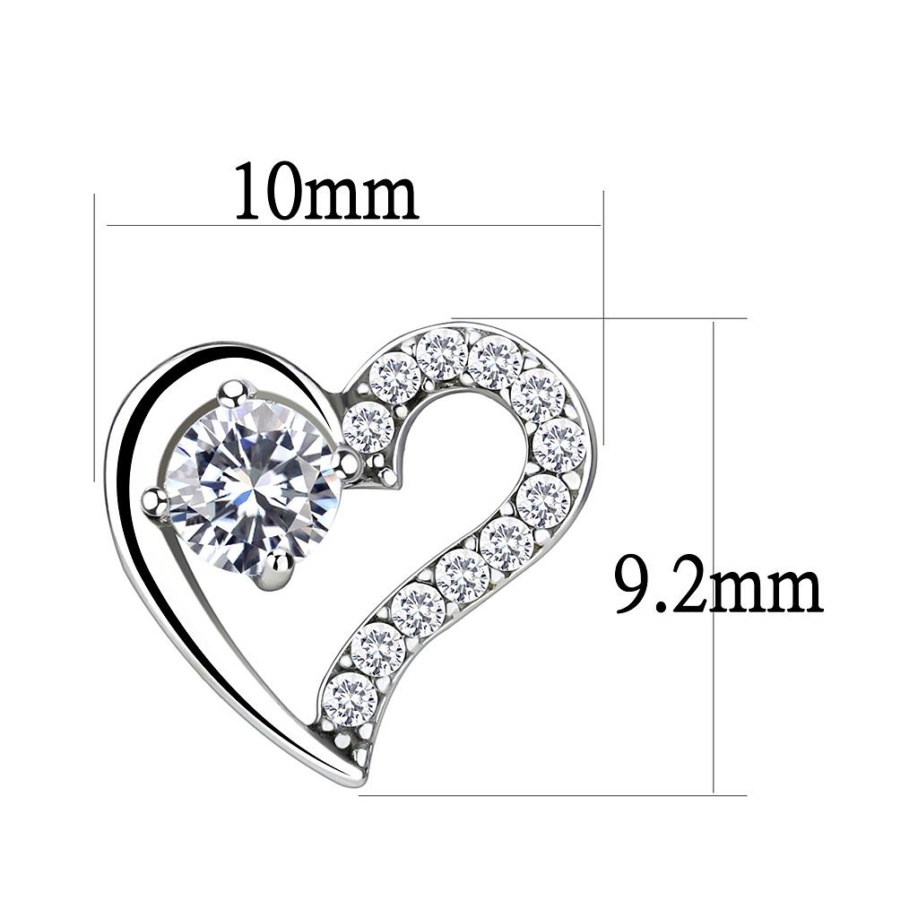 MADA083 - High polished (no plating) Stainless Steel Earrings with AAA Grade CZ  in Clear