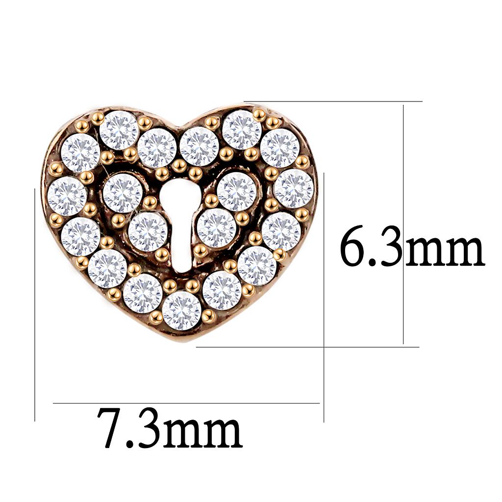 MADA085 - IP Rose Gold(Ion Plating) Stainless Steel Earrings with AAA Grade CZ  in Clear