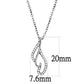 MADA089 - High polished (no plating) Stainless Steel Chain Pendant with AAA Grade CZ  in Clear