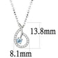 MADA090 - High polished (no plating) Stainless Steel Chain Pendant with AAA Grade CZ  in Sea Blue