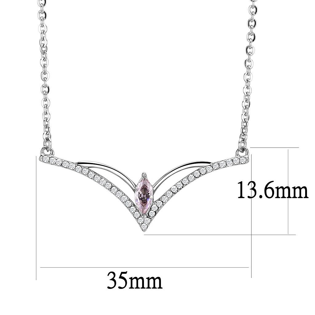 MADA094 - High polished (no plating) Stainless Steel Chain Pendant with AAA Grade CZ  in Light Rose