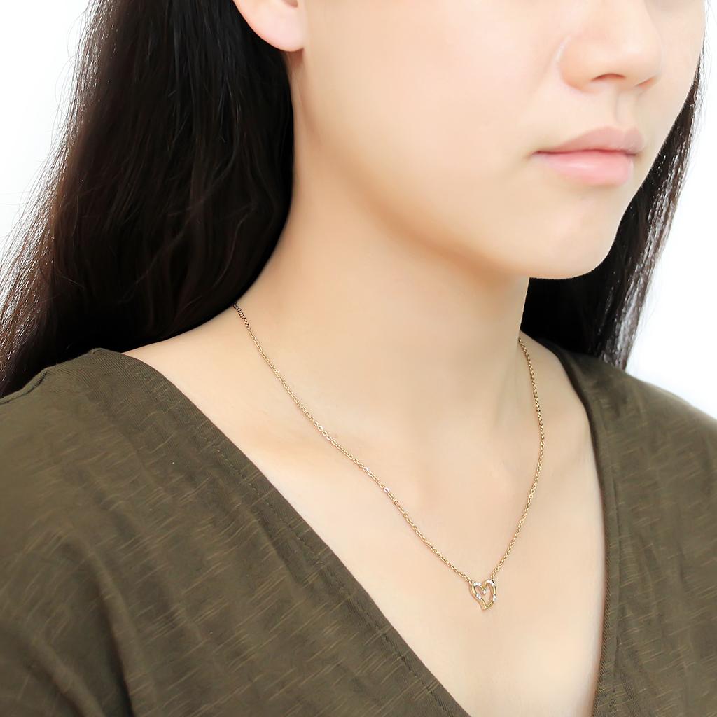 MADA095 - IP Gold(Ion Plating) Stainless Steel Chain Pendant with AAA Grade CZ  in Clear