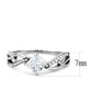 MADA101 - High polished (no plating) Stainless Steel Ring with AAA Grade CZ  in Clear