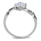 MADA101 - High polished (no plating) Stainless Steel Ring with AAA Grade CZ  in Clear