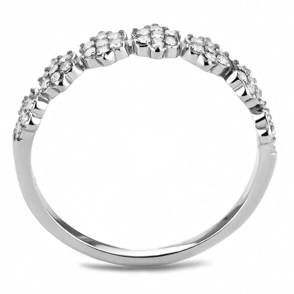 MADA102 - High polished (no plating) Stainless Steel Ring with AAA Grade CZ  in Clear