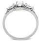 MADA103 - High polished (no plating) Stainless Steel Ring with AAA Grade CZ  in Clear