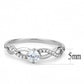 MADA104 - High polished (no plating) Stainless Steel Ring with AAA Grade CZ  in Clear
