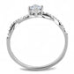 MADA104 - High polished (no plating) Stainless Steel Ring with AAA Grade CZ  in Clear