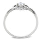 MADA106 - High polished (no plating) Stainless Steel Ring with AAA Grade CZ  in Clear