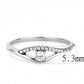 MADA108 - High polished (no plating) Stainless Steel Ring with AAA Grade CZ  in Clear