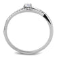 MADA108 - High polished (no plating) Stainless Steel Ring with AAA Grade CZ  in Clear