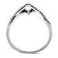 MADA109 - High polished (no plating) Stainless Steel Ring with AAA Grade CZ  in Clear
