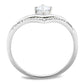 MADA110 - High polished (no plating) Stainless Steel Ring with AAA Grade CZ  in Clear