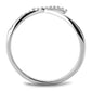MADA112 - High polished (no plating) Stainless Steel Ring with AAA Grade CZ  in Clear