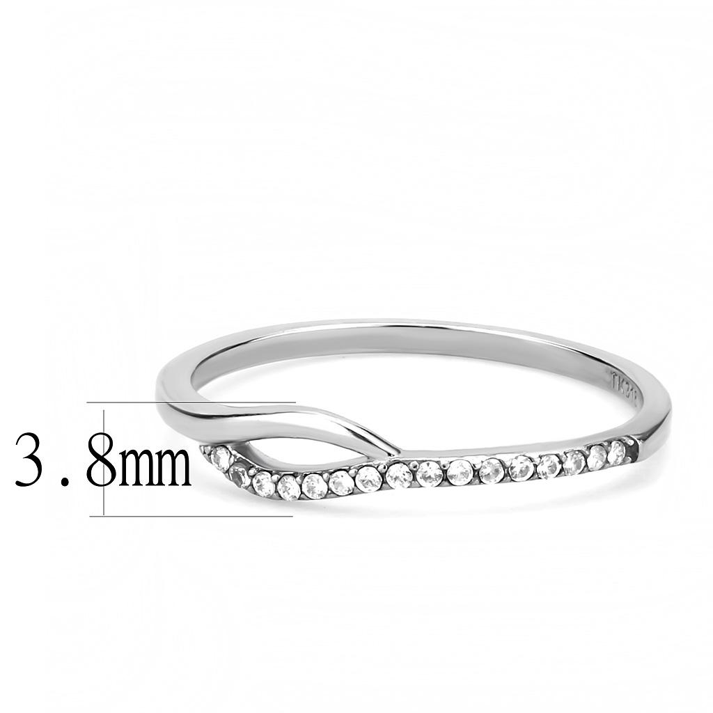 MADA113 - High polished (no plating) Stainless Steel Ring with AAA Grade CZ  in Clear