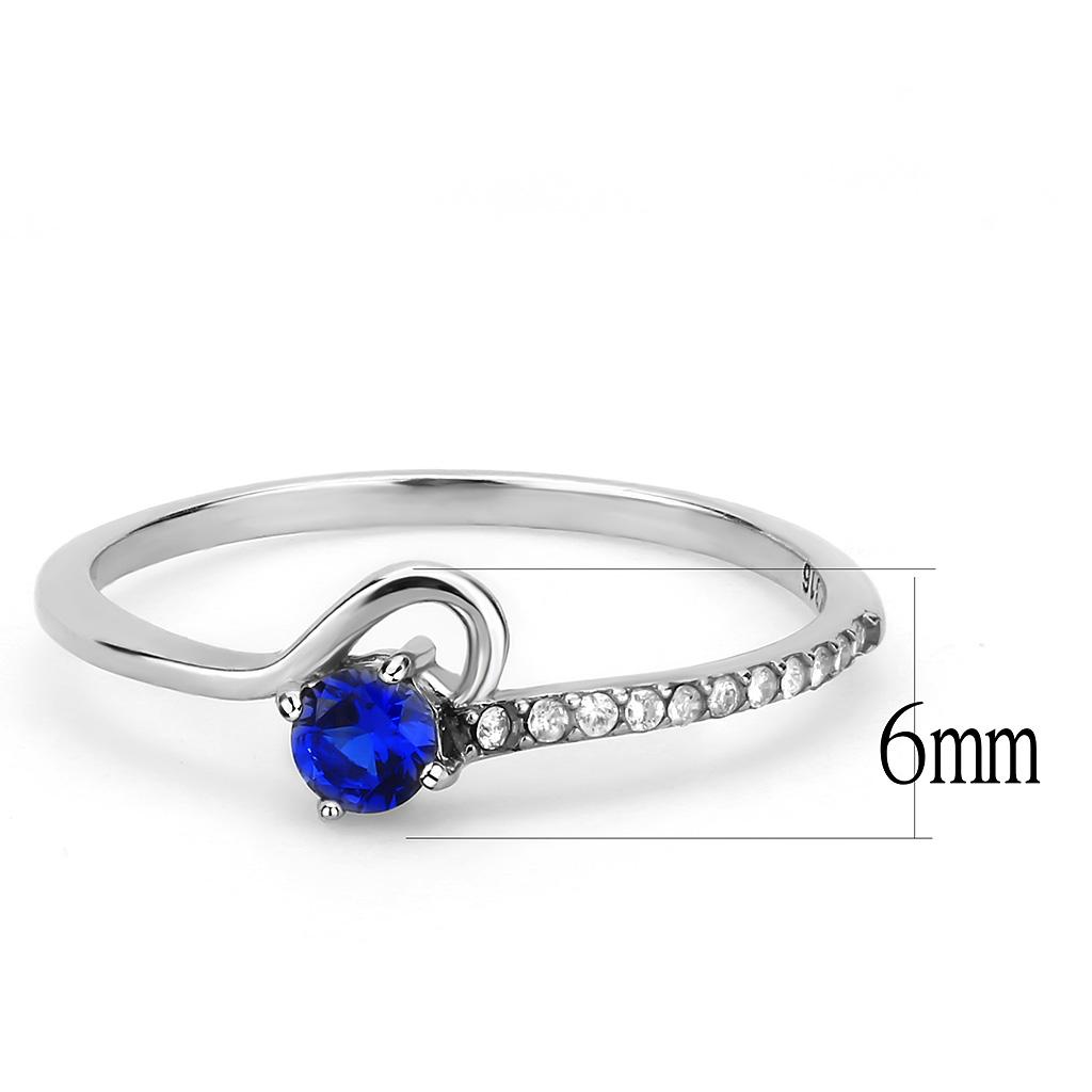 MADA114 - High polished (no plating) Stainless Steel Ring with AAA Grade CZ  in London Blue