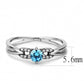 MADA116 - High polished (no plating) Stainless Steel Ring with AAA Grade CZ  in Sea Blue