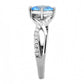 MADA117 - High polished (no plating) Stainless Steel Ring with AAA Grade CZ  in Sea Blue