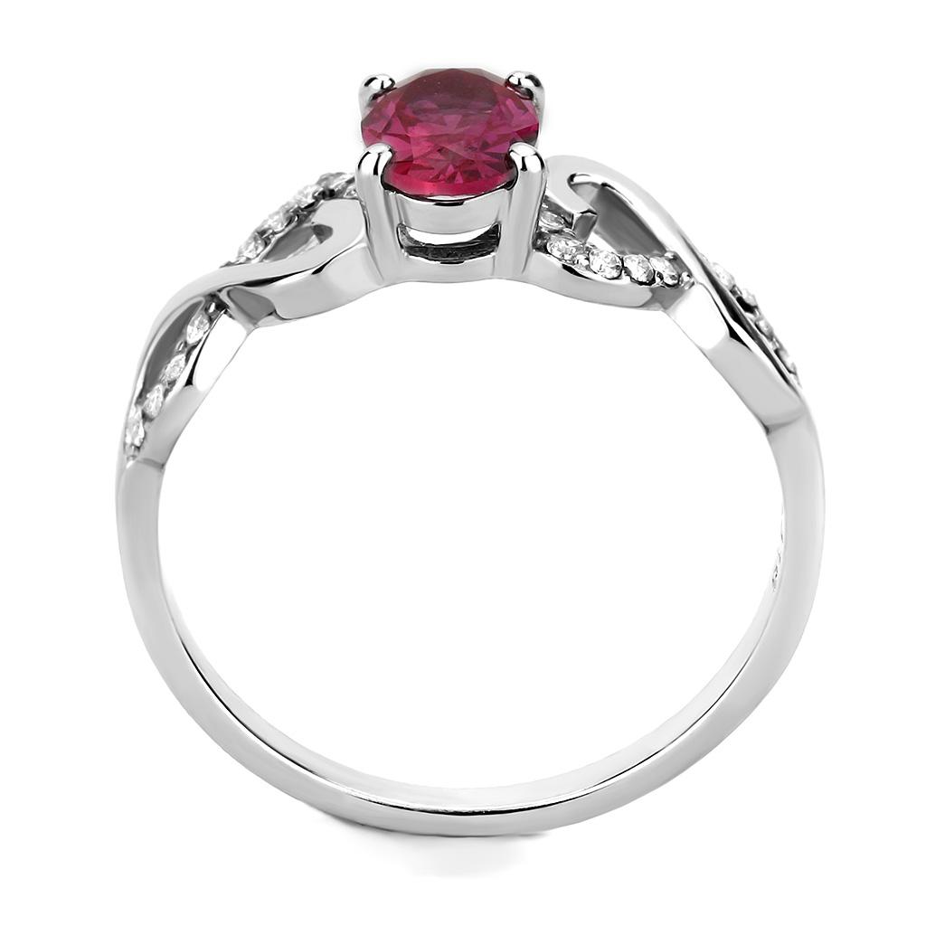 MADA119 - High polished (no plating) Stainless Steel Ring with AAA Grade CZ  in Ruby