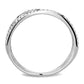 MADA124 - High polished (no plating) Stainless Steel Ring with AAA Grade CZ  in Clear