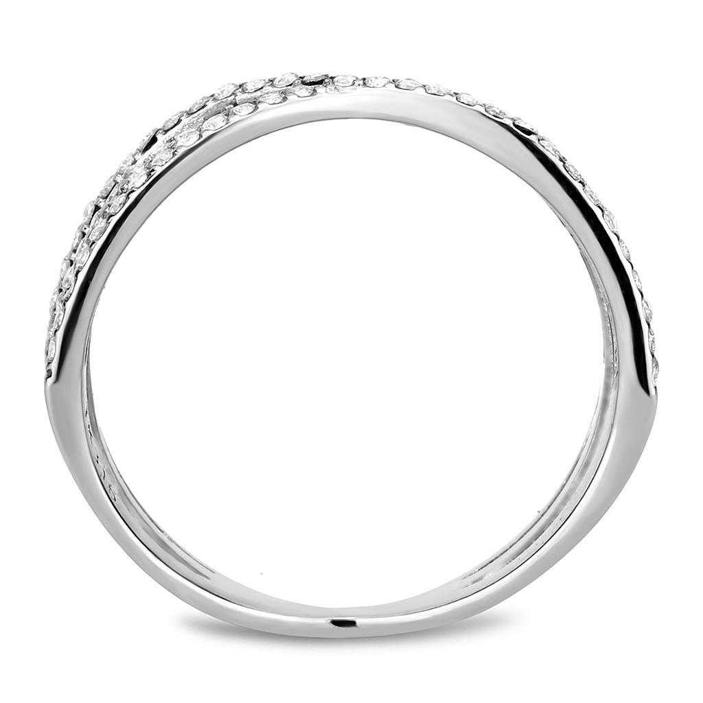 MADA124 - High polished (no plating) Stainless Steel Ring with AAA Grade CZ  in Clear